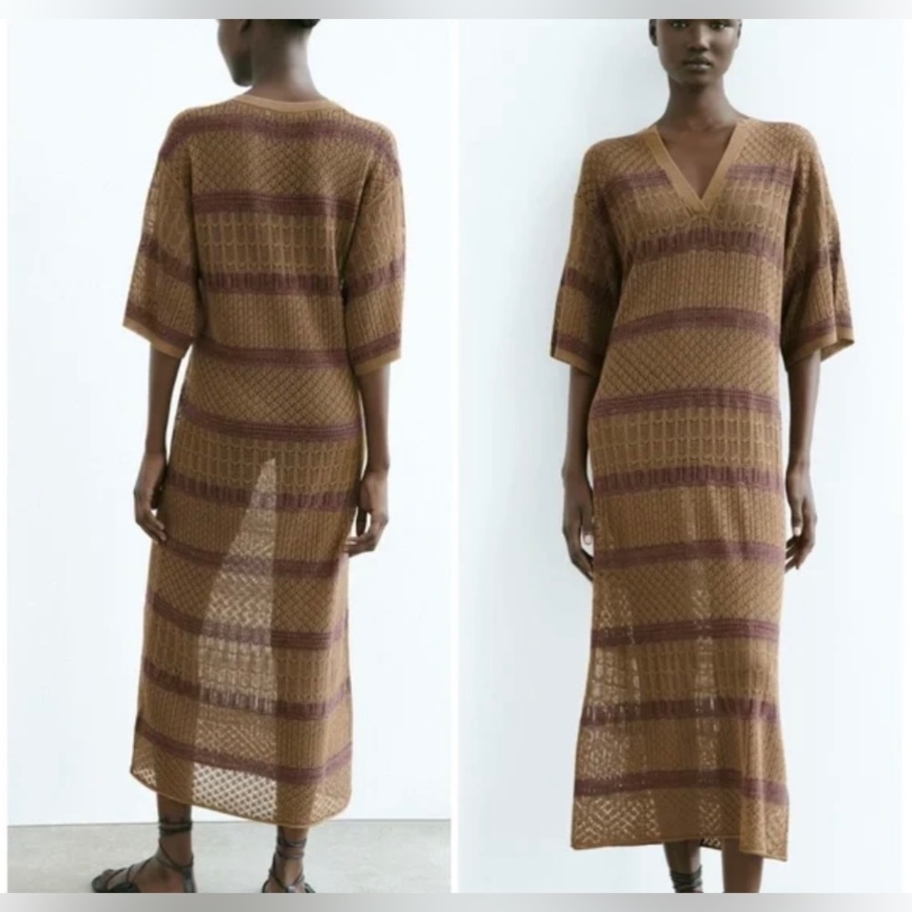 ZARA LONG KNIT KAFTAN DRESS
Color: Ocher * Size : M-L